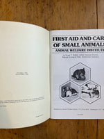 First Aid and Care of Small Animals